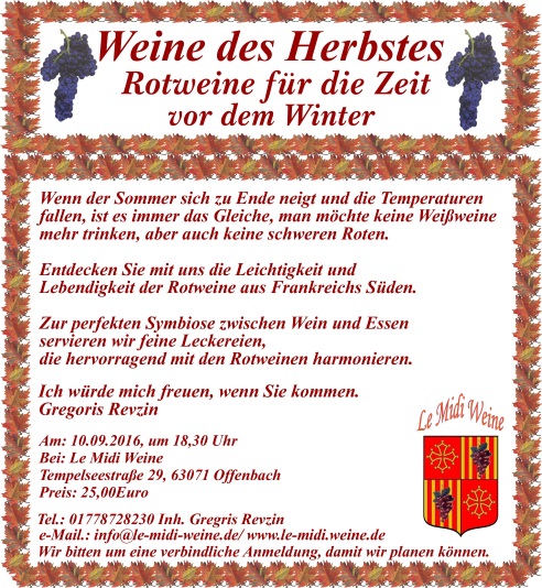 Unsere nächstes Wein-Event, bei Le midi weine in Offenbach Unsere nächstes Wein-Event, bei Le midi weine in Offenbach